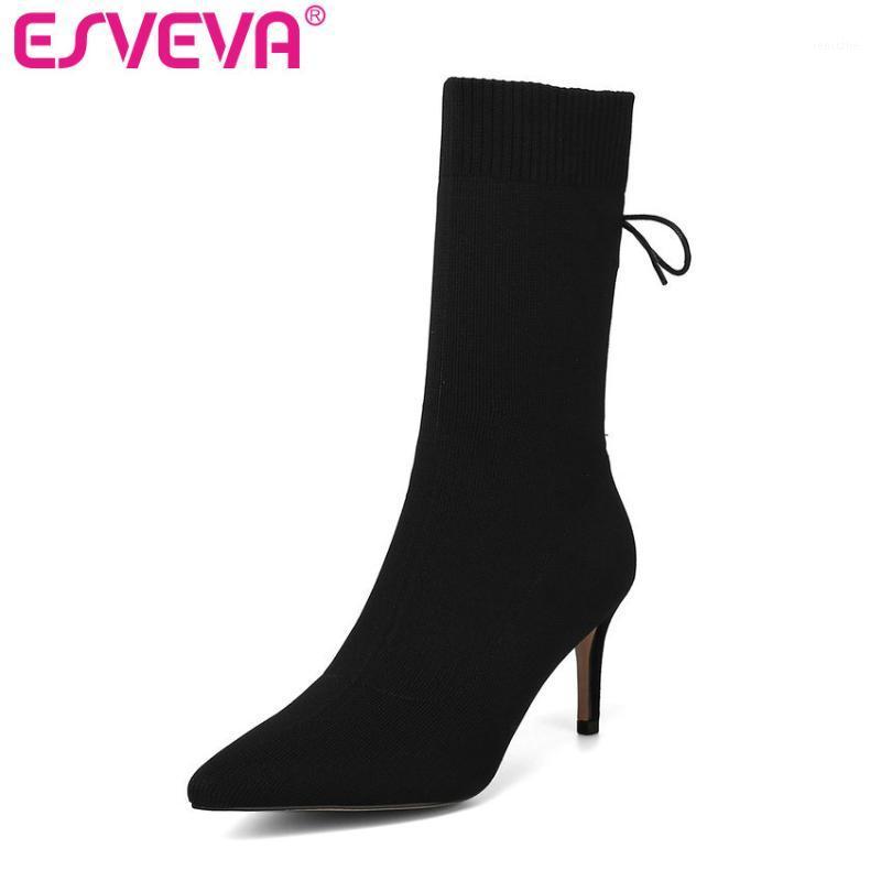 ESVEVA 2020 Women Shoes Winter Ankle Boots Fashion Thin High Heel Knitting Pointed Toe Motorcycle Platform Boots Size 34-391, Black
ESVEVA 2020 Women Shoes Winter Ankle Boots Fashion Thin High Heel Knitting Pointed Toe Motorcycle Platform Boots Size 34-391, Black