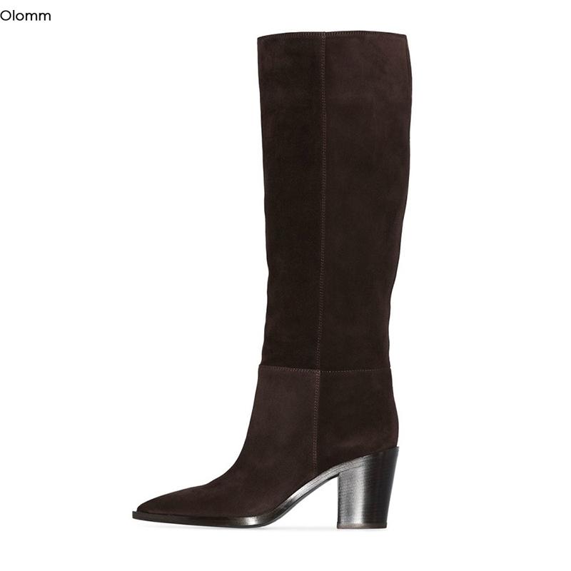 Olomm New Arrival Women Mid Calf Boots Square High Heels Boots Pointed Toe Elegant Black Coffee Party Shoes Women US Size 5-13, D1929 coffee
Olomm New Arrival Women Mid Calf Boots Square High Heels Boots Pointed Toe Elegant Black Coffee Party Shoes Women US Size 5-13, D1929 coffee