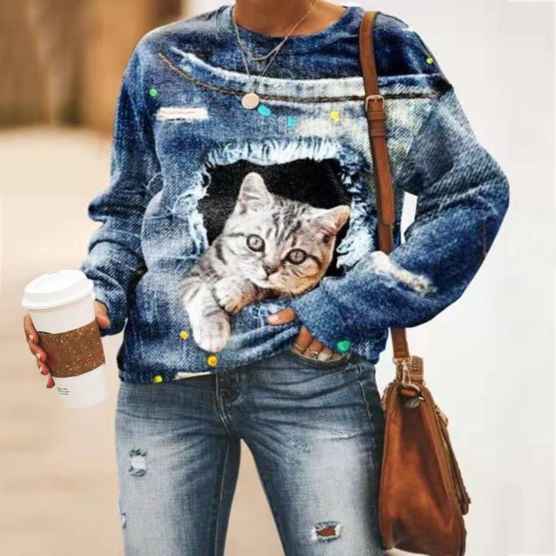 Harajuku Shirts For Women O-neck Cute Drill Out Of The Hole Cat Print Long Sleeve Shirt Top Blouse Plus Size Clothing Blusa
Harajuku Shirts For Women O-neck Cute Drill Out Of The Hole Cat Print Long Sleeve Shirt Top Blouse Plus Size Clothing Blusa