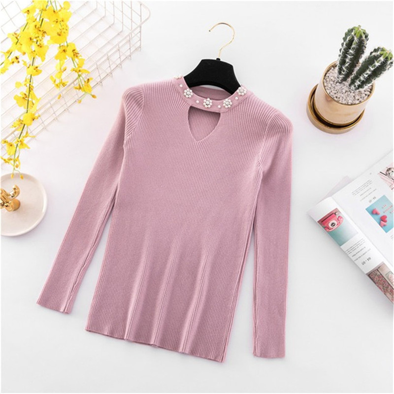 Fashion autumn and winter hem high slit round neck long sleeve pullover sweater sweater Red 201111wtt