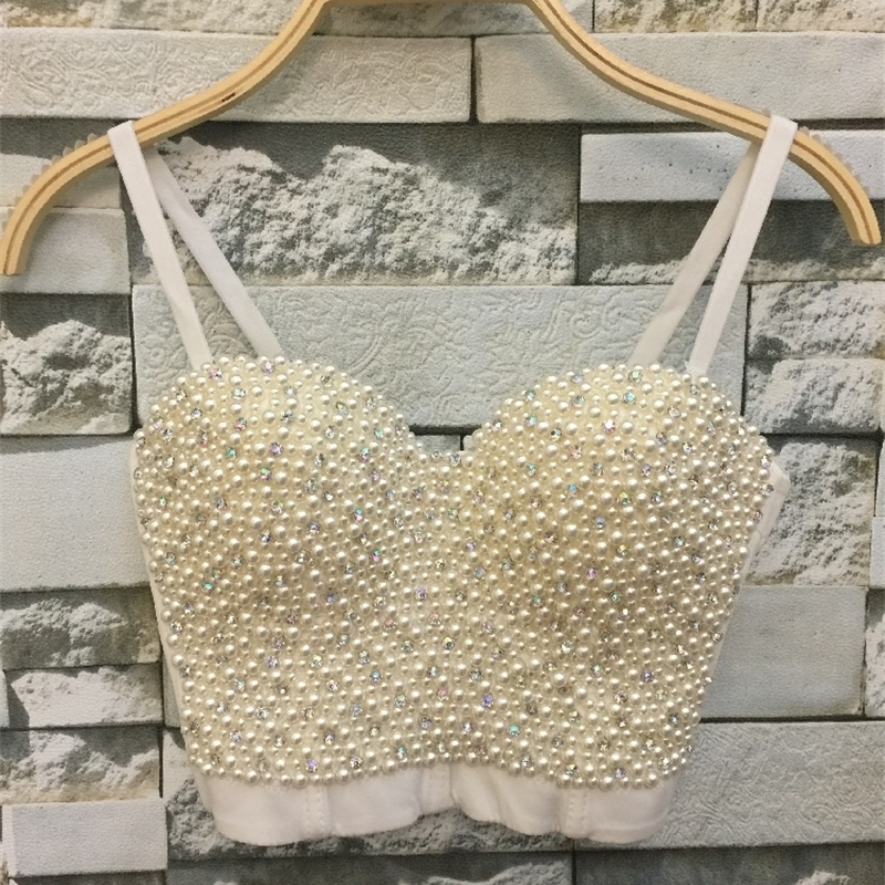 Handmade Fashion Sexy Women Crystal Rhinestone Push Up Tank Top Wedding White Embroidered Pearl Bustier Bra Cropped Top Vest Y200415, Black
Handmade Fashion Sexy Women Crystal Rhinestone Push Up Tank Top Wedding White Embroidered Pearl Bustier Bra Cropped Top Vest Y200415, Black