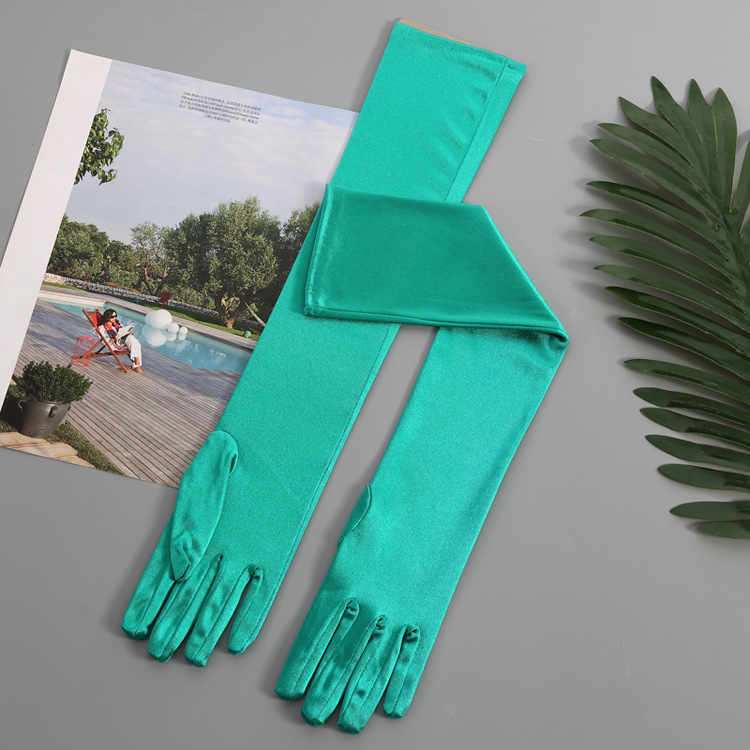 15 Colors Satin Long Gloves Sexy Party Ice Silk Sunscreen Bride Wedding Dress Gloves for Special Occasion