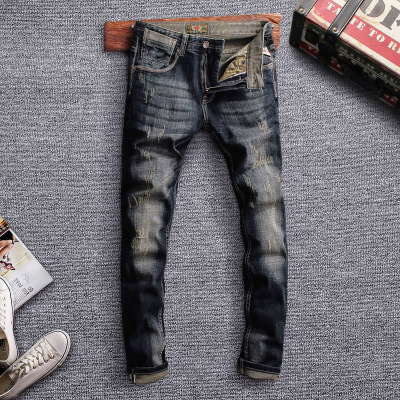 2021 New Italian Style Men in Vintage Brem Fine Retro-wash Ripped Denim Pants Designer Classic Jeans 8iqe, Dark color.
2021 New Italian Style Men in Vintage Brem Fine Retro-wash Ripped Denim Pants Designer Classic Jeans 8iqe, Dark color.