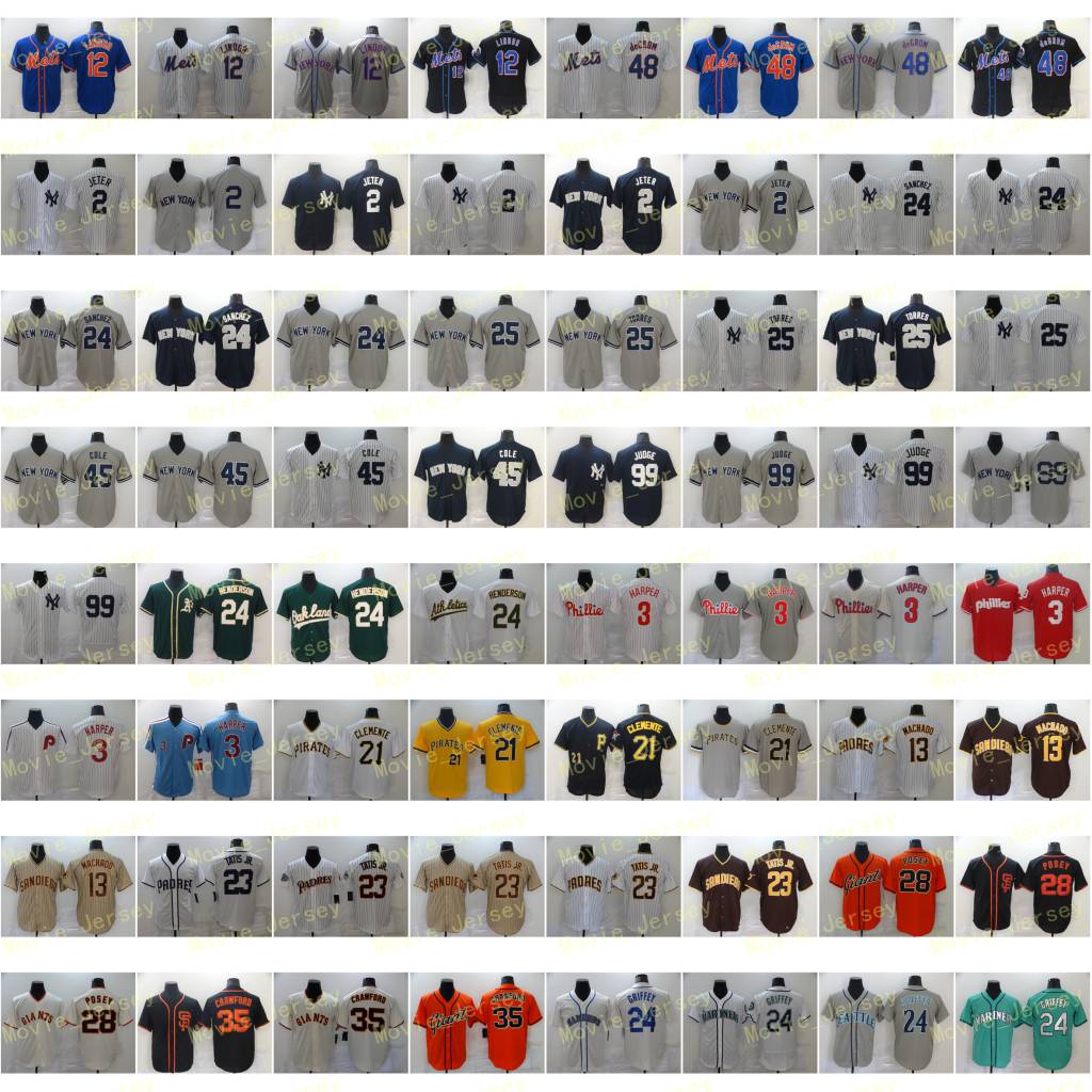 Baez deGrom Lindor Alonso Baseball Jerseys Ruth Sanchez Mantle Torres Cole Rivera Judge LeMahieu Henderson Harper Clemente Tatis Posey Griffey, Men
Baez deGrom Lindor Alonso Baseball Jerseys Ruth Sanchez Mantle Torres Cole Rivera Judge LeMahieu Henderson Harper Clemente Tatis Posey Griffey, Men