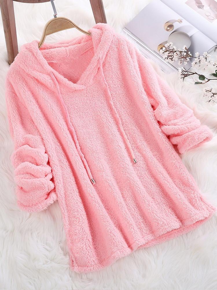 Winter Fleece Sweater Oversized 5XL Sherpa Fleece Fluffy Thin Pullovers Hooded Women Big Size Casual Sweaters 201221