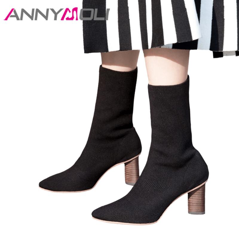 ANNYMOLI Winter Mid Calf Boots Women Sock Boots Thick High Heel Autumn Pointed Toe Block Heels Ladies Shoes Green Apricot, Apricot velvet linin
ANNYMOLI Winter Mid Calf Boots Women Sock Boots Thick High Heel Autumn Pointed Toe Block Heels Ladies Shoes Green Apricot, Apricot velvet linin