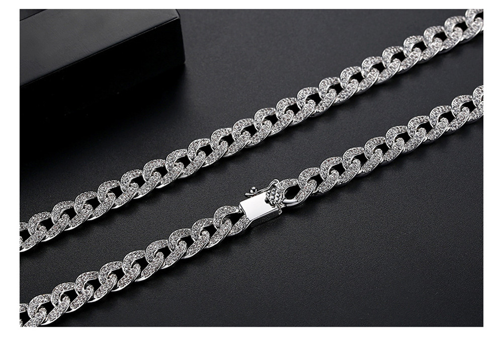 Hip Hop Shining Zircon Cuba Chains Necklace Jewelry Men's Shining Chains Necklace 18k Gold Silver Link Chains