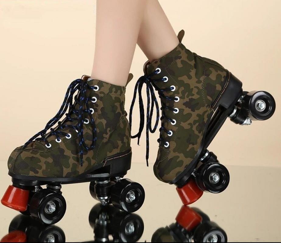 Leather Roller Blades Skates Shoes Camouflage Sneakers Flash Rollers Skates Women Men Adult Skate Shoes Patines With 4 Wheels, Black wheel
Leather Roller Blades Skates Shoes Camouflage Sneakers Flash Rollers Skates Women Men Adult Skate Shoes Patines With 4 Wheels, Black wheel