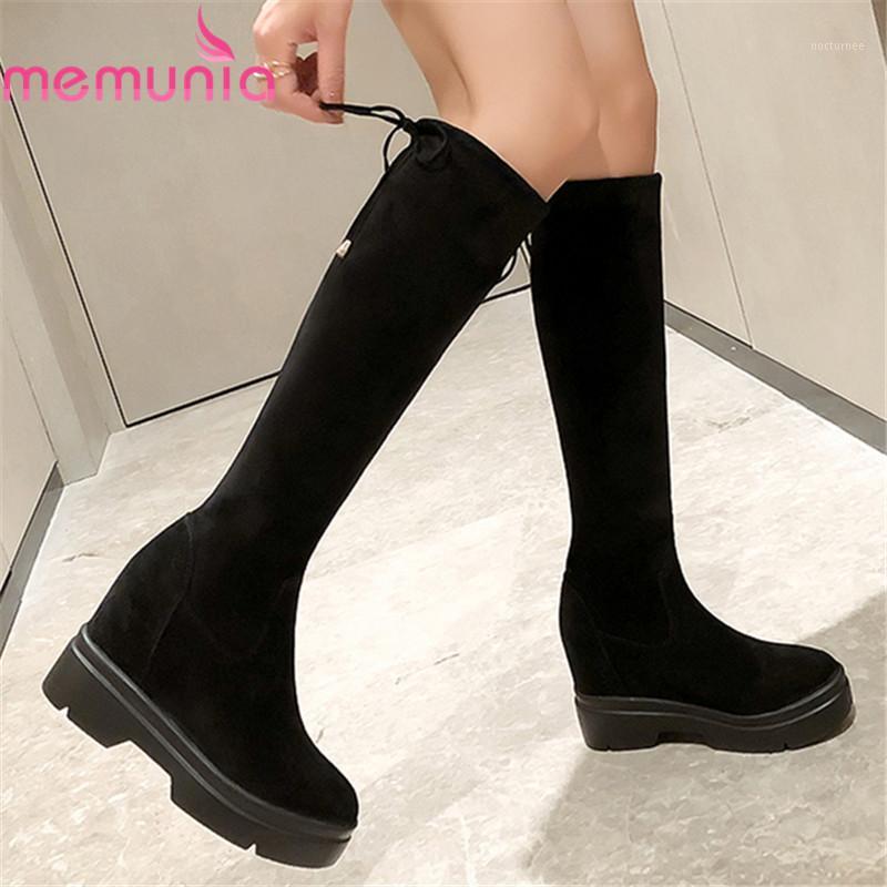 MEMUNIA 2020 winter boots women suede leather knee high boots solid colors fashion platform shoes ladies Stretch black1, Black with fur
MEMUNIA 2020 winter boots women suede leather knee high boots solid colors fashion platform shoes ladies Stretch black1, Black with fur