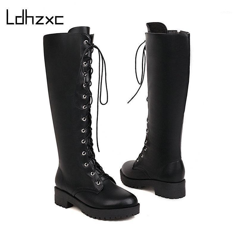 LDHZXC Women Knee high Boots Med Heels Female Motorcycle Boots Lace-up Round Toe Black Platform Heel Ladies Casual1
LDHZXC Women Knee high Boots Med Heels Female Motorcycle Boots Lace-up Round Toe Black Platform Heel Ladies Casual1