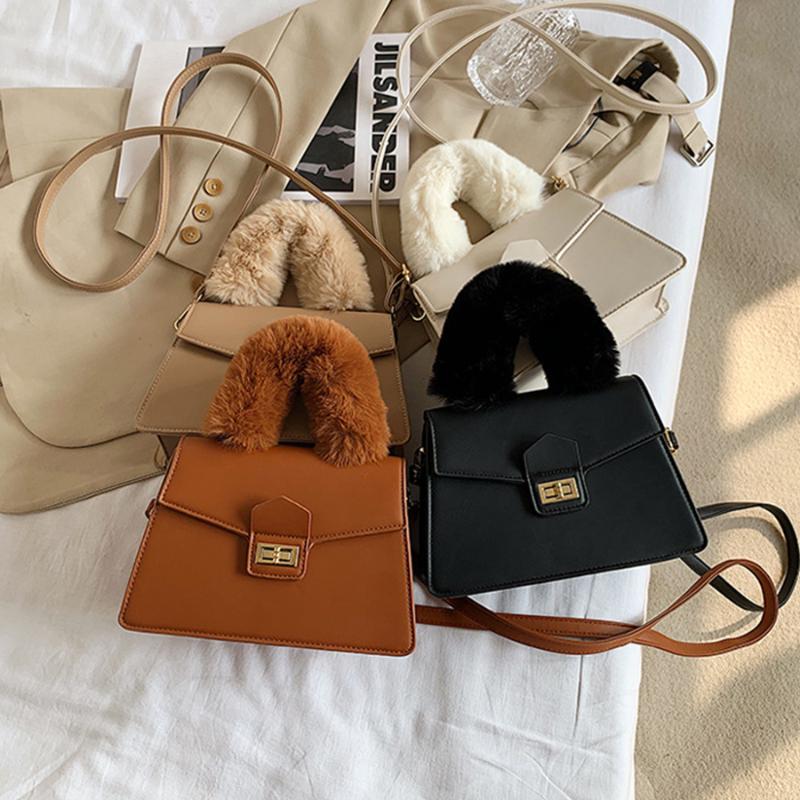 Elegant Plush Handle Women's Handbag Fashion Pu Leather Women's Bag Designer Solid Color Shoulder Crossbody Bags for Women 2021, Black
Elegant Plush Handle Women's Handbag Fashion Pu Leather Women's Bag Designer Solid Color Shoulder Crossbody Bags for Women 2021, Black