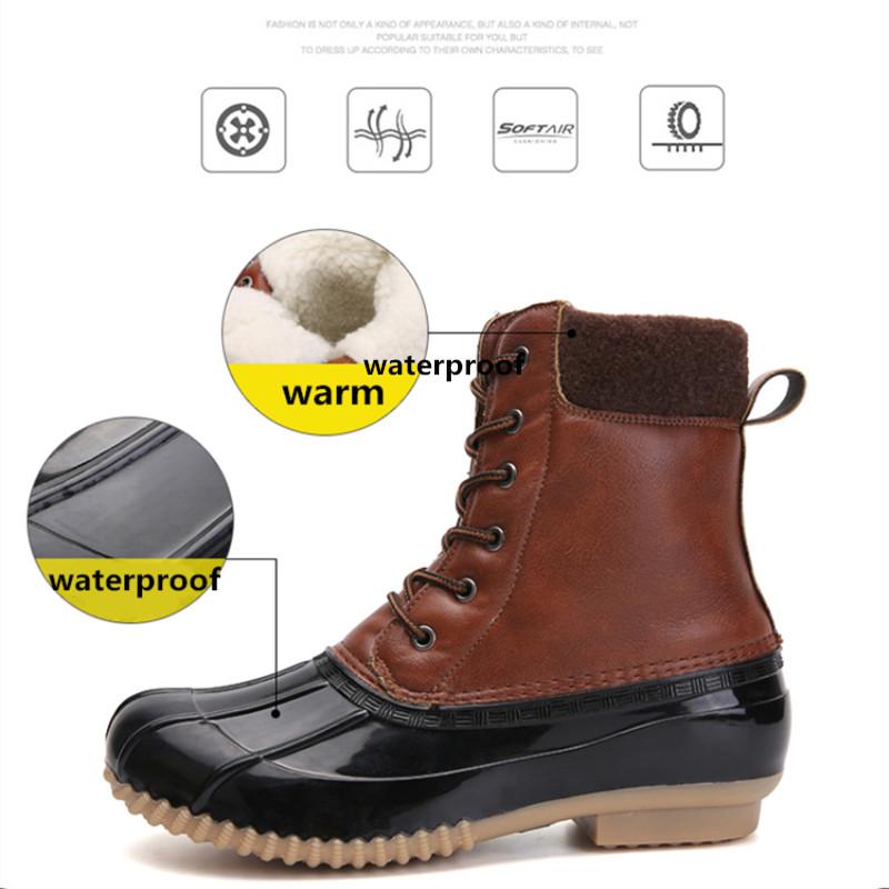 STS Women's Boots Lady Duck Boot With Waterproof Zipper Rubber Sole Women Rain Boots Lace Up Ankle Shoes Fur Winter Women Shoes1