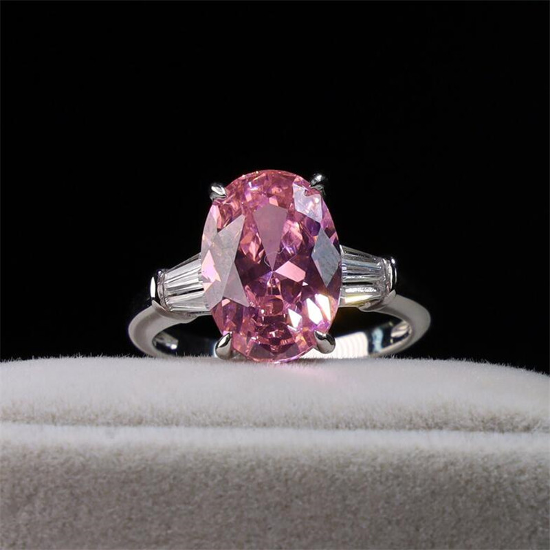 Classical 4 Claw Fine Jewelry 925 Sterling Silver Large Oval Cut Multi Color Gemstones Moissanite Eternity Women Wedding Bridal Ring Gift