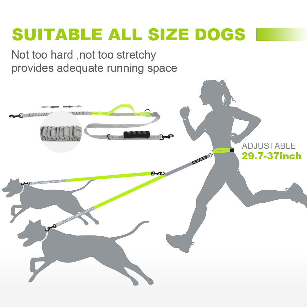 Dual Leash Two Lead with waist Bag Retractable Reflective Leashes for small big chihuahua Husky Dog accessories LJ201109