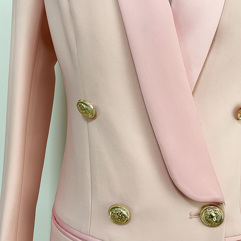 EXCELLENT QUALITY Baroque Blazer for women Shawl Collar Lion Buttons Double Breasted Long Blazer 201201