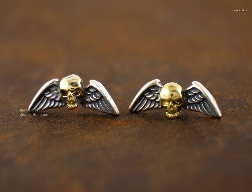 925 Sterling Silver & Brass Skull Skeleton Wing Post Stud Single Earring Jewelry A13711
925 Sterling Silver & Brass Skull Skeleton Wing Post Stud Single Earring Jewelry A13711