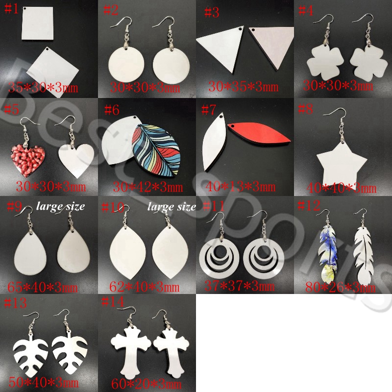 14 styles sublimation blank Earrings Double-sided sublimation earring leaves shape eardrop with DIY earring gift party favor YYA493-1
14 styles sublimation blank Earrings Double-sided sublimation earring leaves shape eardrop with DIY earring gift party favor YYA493-1