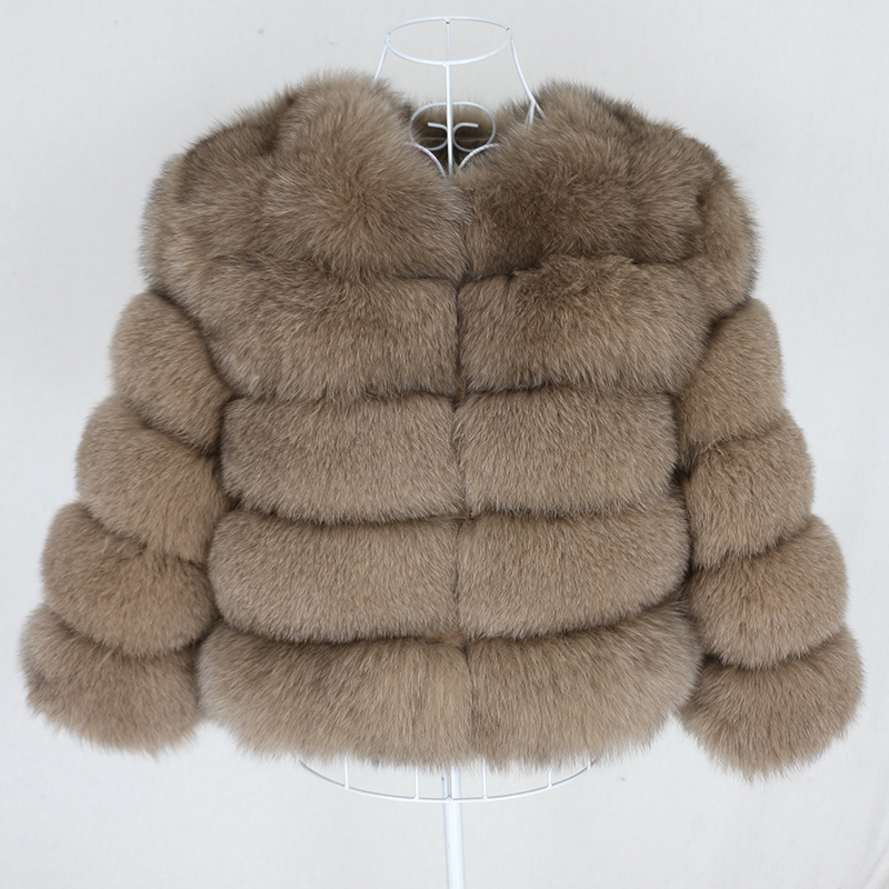 OFTBUY Winter Jacket Women Real Coat Natural Big Fluffy Fox Fur Outerwear Streetwear Thick Warm Three Quarter Sleeve 201212
