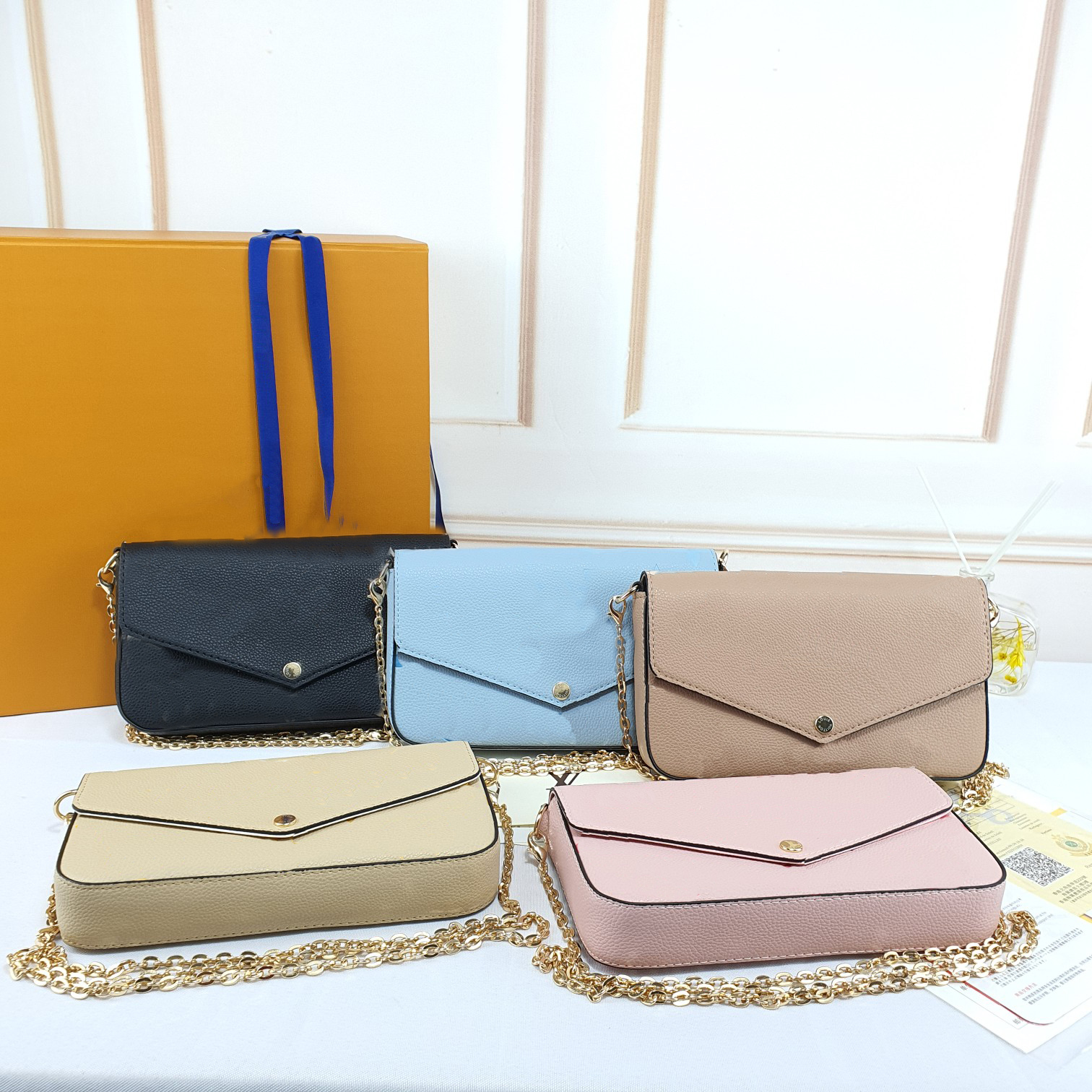 Luxury designer Felicie Pochette Shoulder Bags Purses Women's Imprint Wallets Zipper Bag Purse Fashion Card Holder Women By The Pool Tote Bags With Box handbag M80498