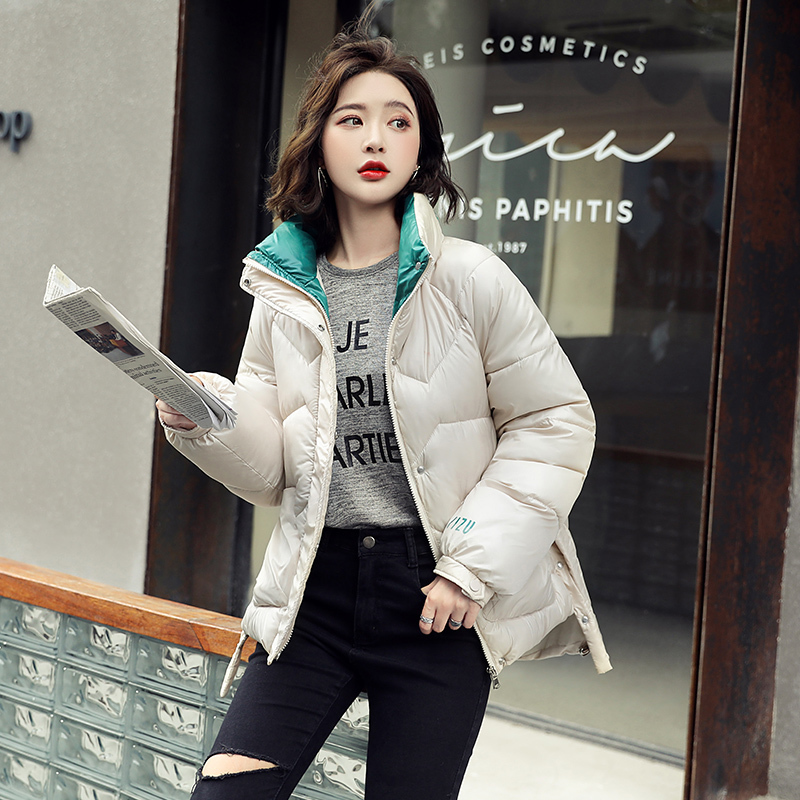 NIJIUDING Winter Down Jacket Women's Short Korean Style Stand Collar Loose Thick Cotton Jacket Jacket Bread Service Slim Wild 201019