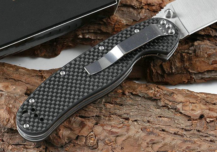 High Quality Pocket Folding Knife 8Cr13Mov Drop Point Satin Finish Blade Carbon Fiber + Stainless Steel Sheet Handle Ball Bearing Kniv