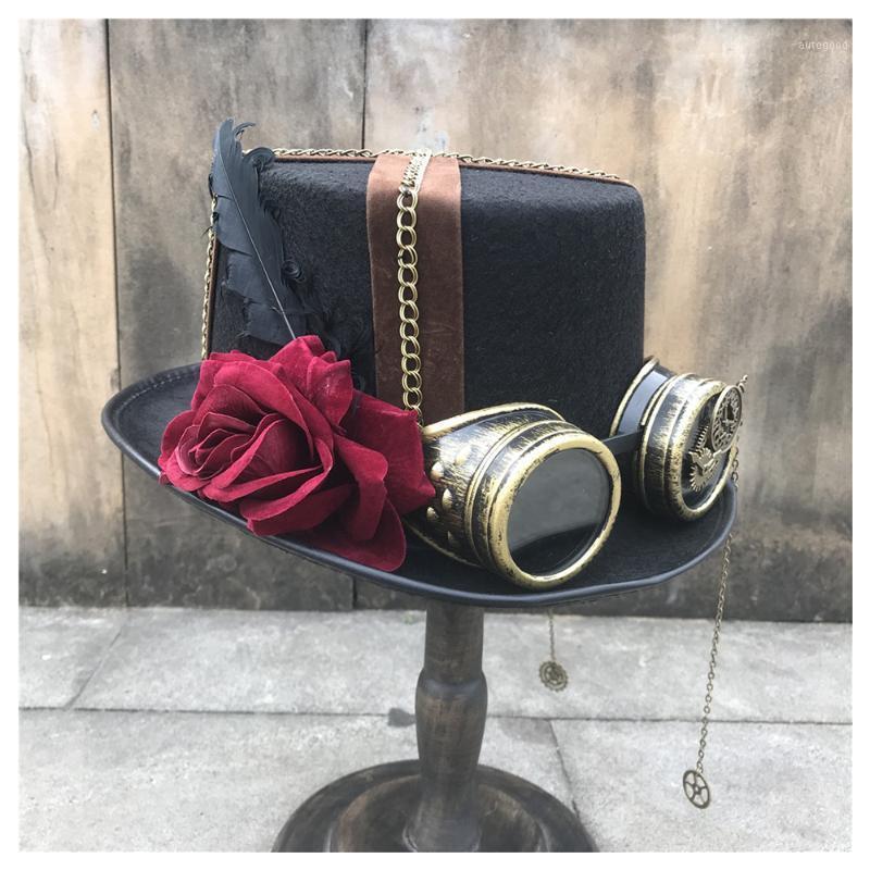 Wide Brim Hats Women Fashion High-end Handmade Steampunk Top Hat With Gear Glasses Magic Size 57CM Steampunk1, Black
Wide Brim Hats Women Fashion High-end Handmade Steampunk Top Hat With Gear Glasses Magic Size 57CM Steampunk1, Black