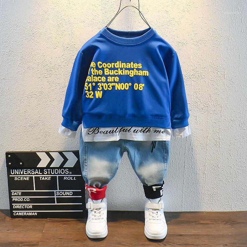Spring Autumn Fashion Toddler Baby Kid Boy 2PCS Outifit Set letter printing long T-shirt+jeans Pants boys Clothes Set 2-6years1, Blue set
Spring Autumn Fashion Toddler Baby Kid Boy 2PCS Outifit Set letter printing long T-shirt+jeans Pants boys Clothes Set 2-6years1, Blue set