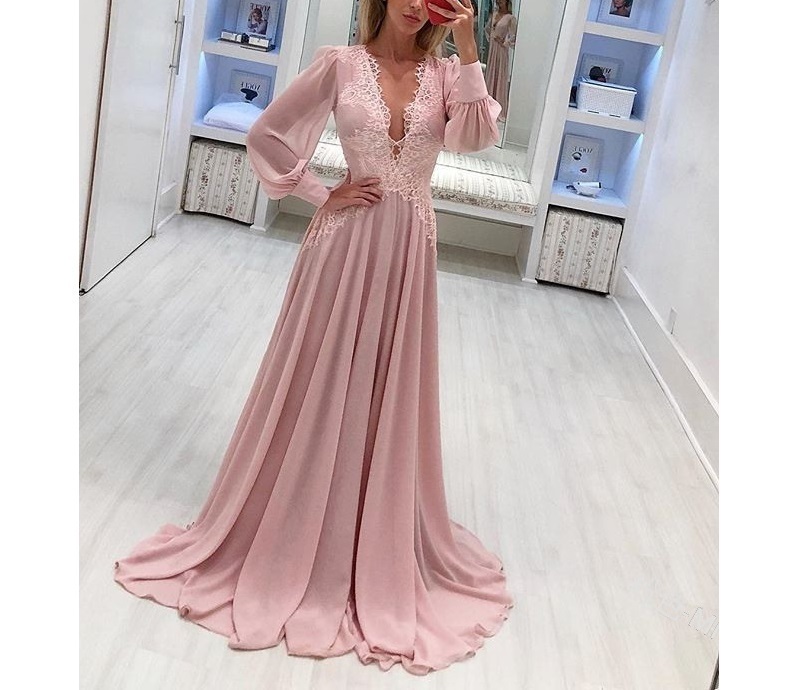 Women sexy v neck long sleeve lace patchwork chiffon maxi dress Green pink party frocks Plus size dresses for women 4xl 5xl 6xl T200113