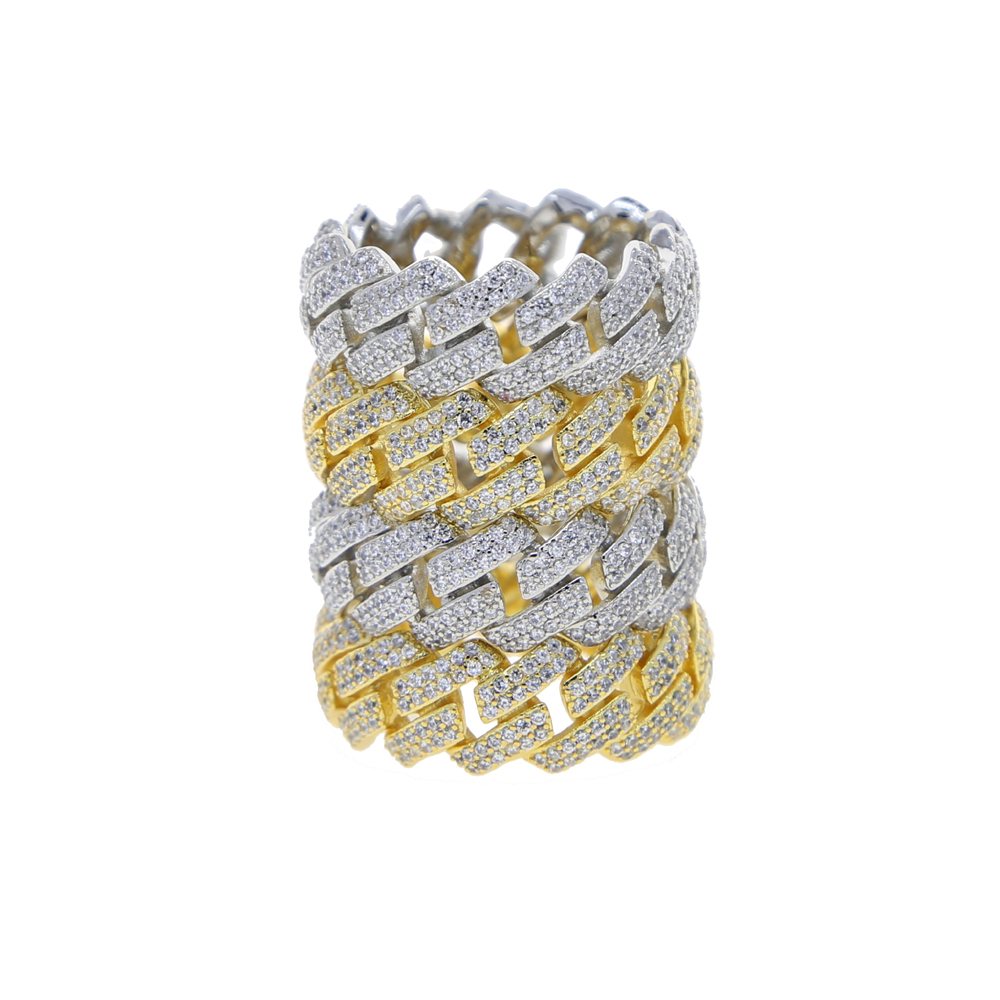 2024 Wholesale High Quality Hip Hop Men Jewelry Micro Pave 5A CZ Iced Out Bling Cuban Link Chain Band Finger Rings Drop Ship