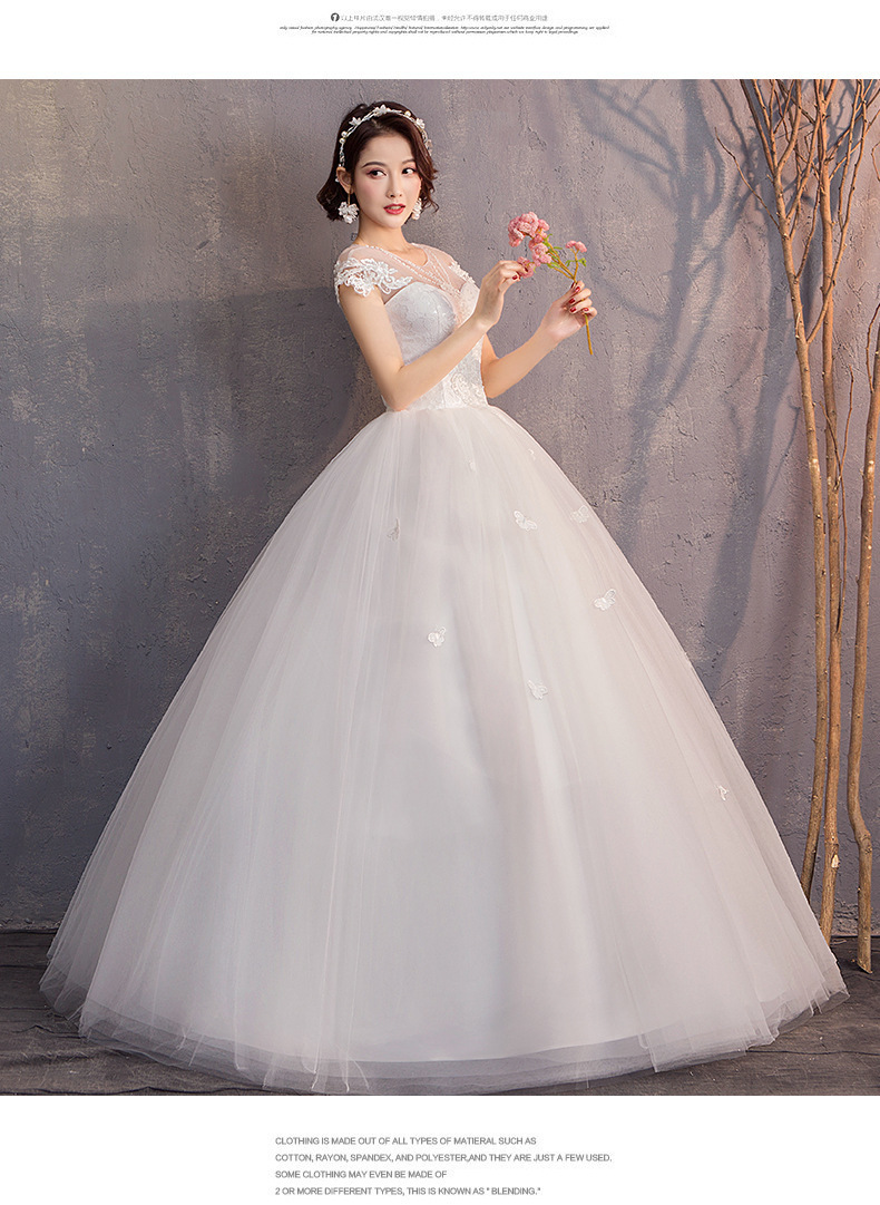 Elegant Wedding Dresses Plus Size Ball Gown O-Neck Cap Sleeve Lace Appliques Cheap Illusion Bride Gowns Vestidos De Noiva 2020