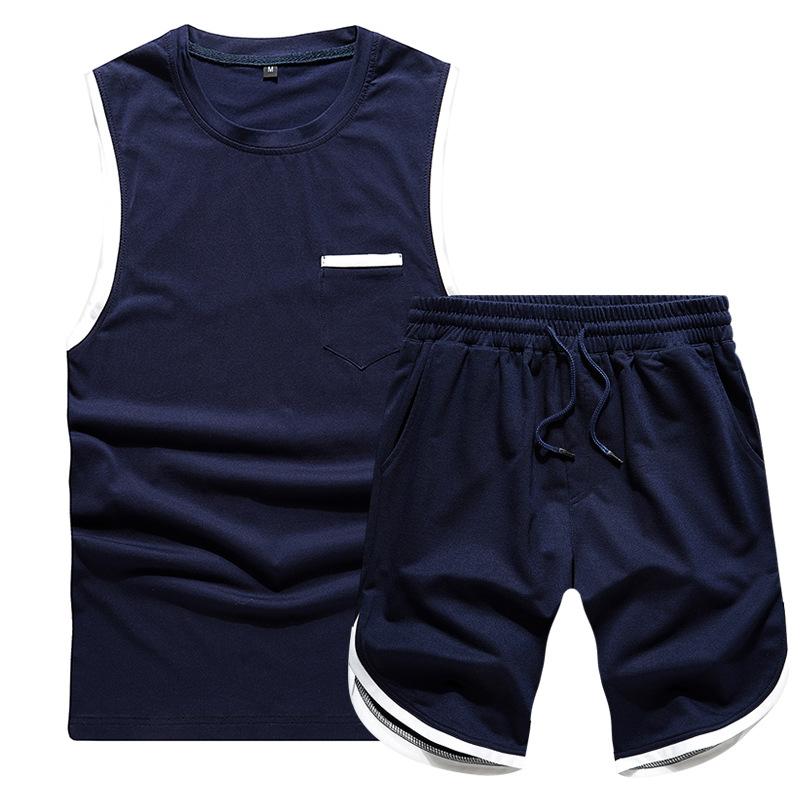 Men's Spring and Summer Sports Suit Cuffs Contrast Color Sleeveless Small Pocket Vest Five-point Pants Men's Sportswear Suit, Black
Men's Spring and Summer Sports Suit Cuffs Contrast Color Sleeveless Small Pocket Vest Five-point Pants Men's Sportswear Suit, Black
