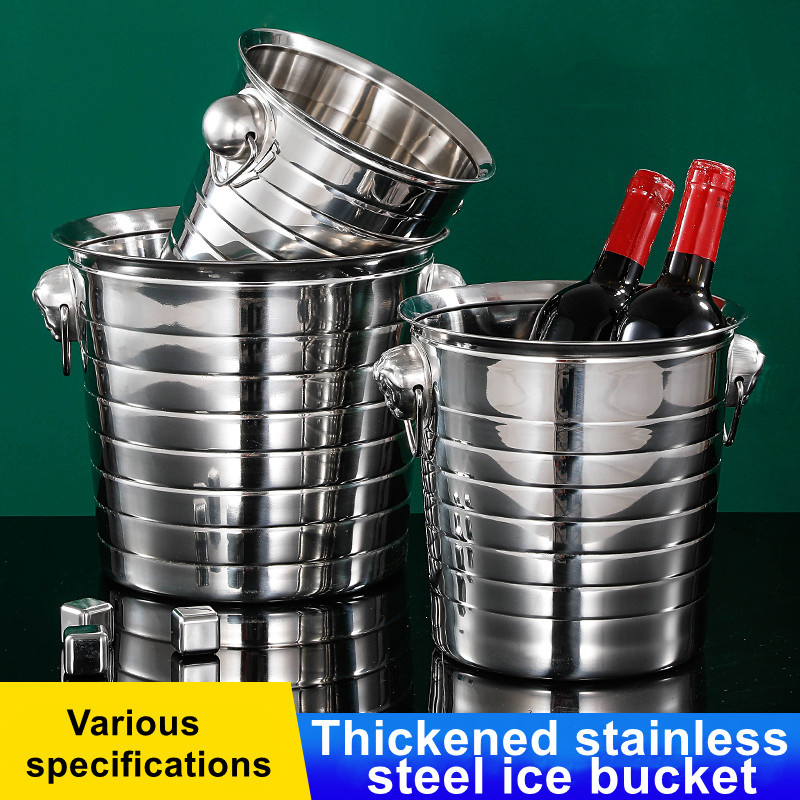 Stainless Steel Champagne Bucket Quick-frozen Ice Bucket Hotel Coffee Shop Home Use Factory Direct Free Delivery