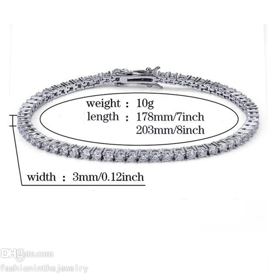 Designer Bracelet diamond tennis bracelets for women Luxury Jewelry gift 3 4 5 6 mm 7 8 inch fashion Zircon Link Chain bangles Men