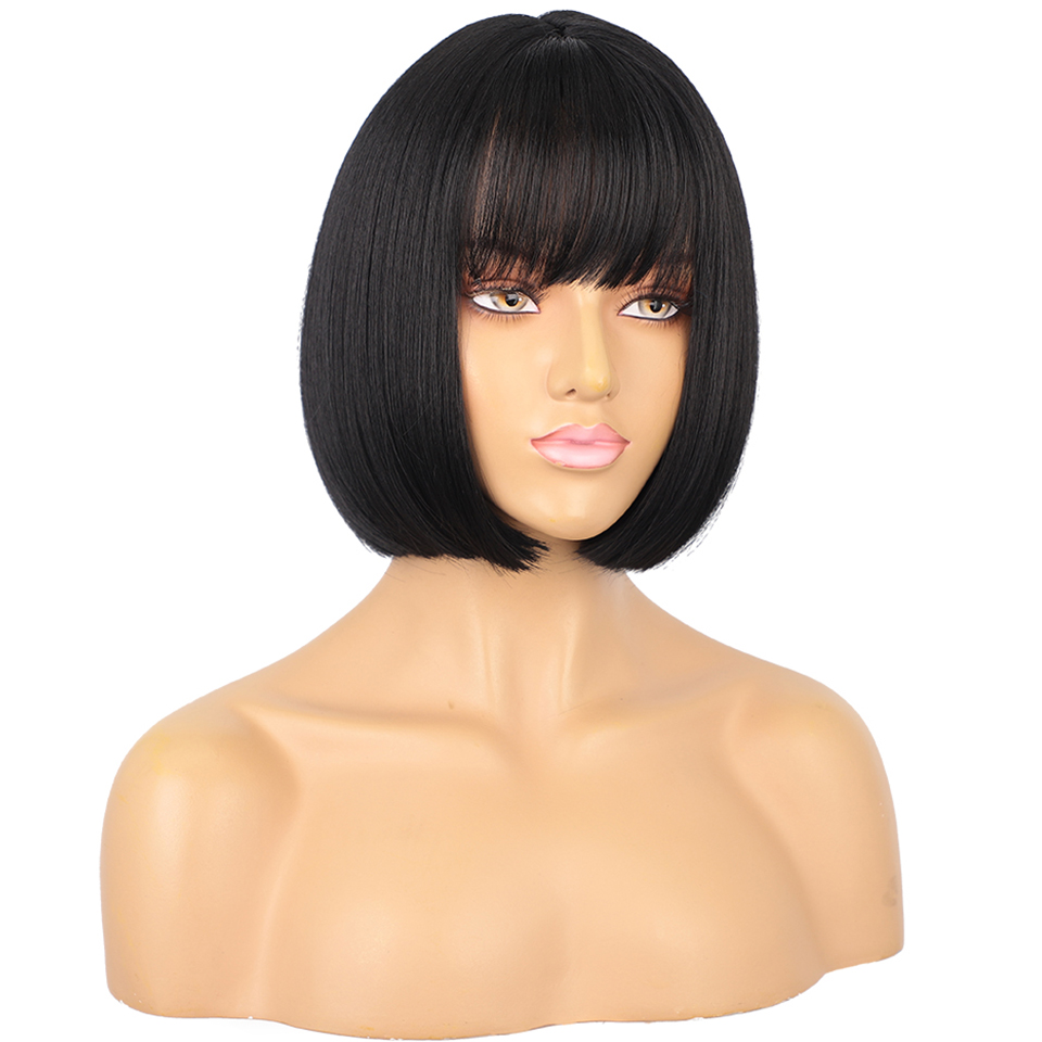 Costume Accessories Short Bob Wig Black Wigs With Bangs Synthetic Wigs for Women Ombre Blonde Brown Red Pink Lolita Cosplay Party Natural Ha