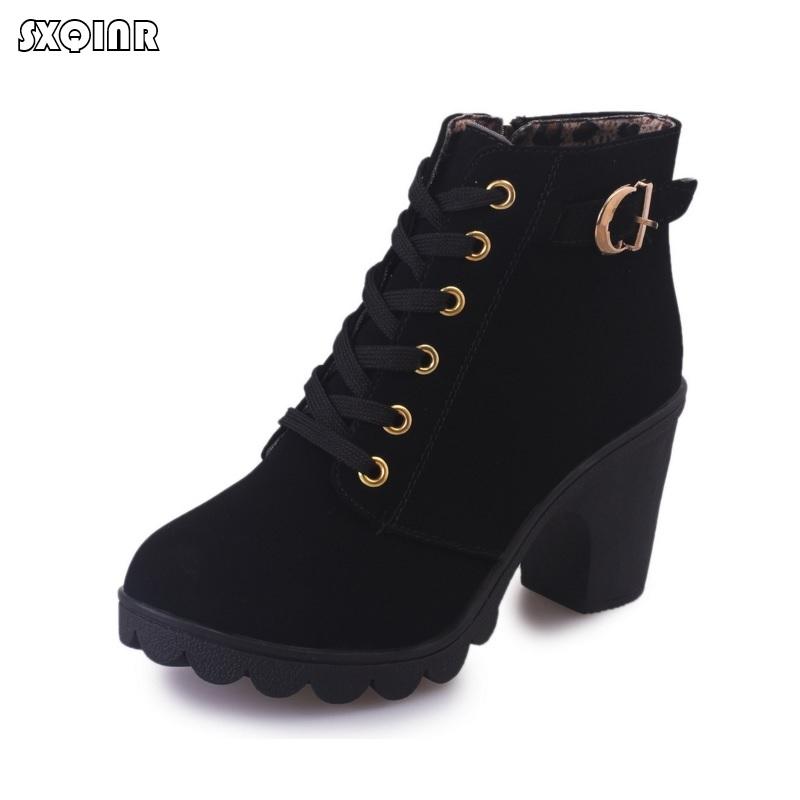 Autumn Winter High heel Women Boots 2021 PU Leather Fashion high-quality women's boots Square heel Ankle women's, Black
Autumn Winter High heel Women Boots 2021 PU Leather Fashion high-quality women's boots Square heel Ankle women's, Black