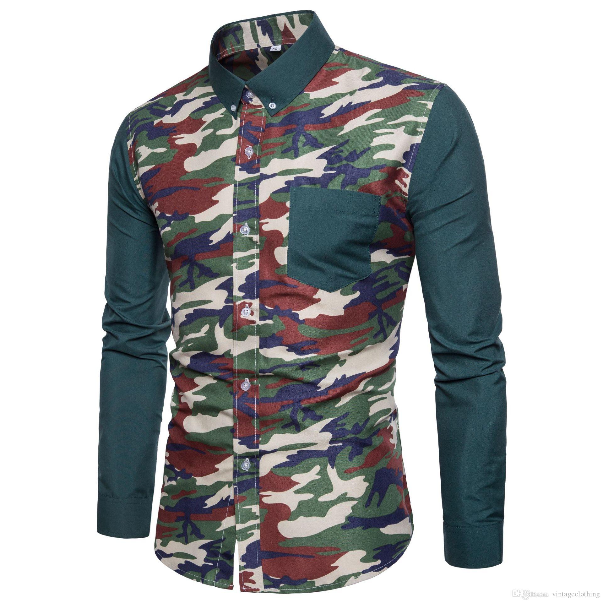 New Fashion Shirts Camouflage Patchwork Dress Shirts Slim Turn Down Male Long Sleeve Casual Shirts Tops, White;black
New Fashion Shirts Camouflage Patchwork Dress Shirts Slim Turn Down Male Long Sleeve Casual Shirts Tops, White;black