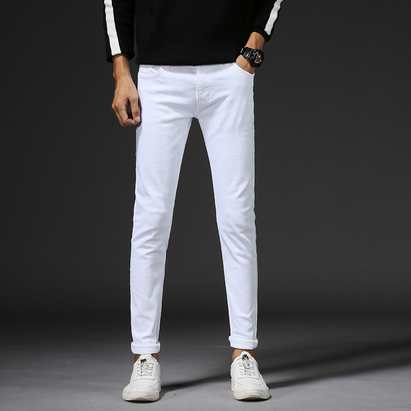 2021 New Arrival Men's Brim Pants 100% High-quality Cotton Pencil Pant Fine Elastic Fit Denim Skinny Jeans 81WZ, White
2021 New Arrival Men's Brim Pants 100% High-quality Cotton Pencil Pant Fine Elastic Fit Denim Skinny Jeans 81WZ, White