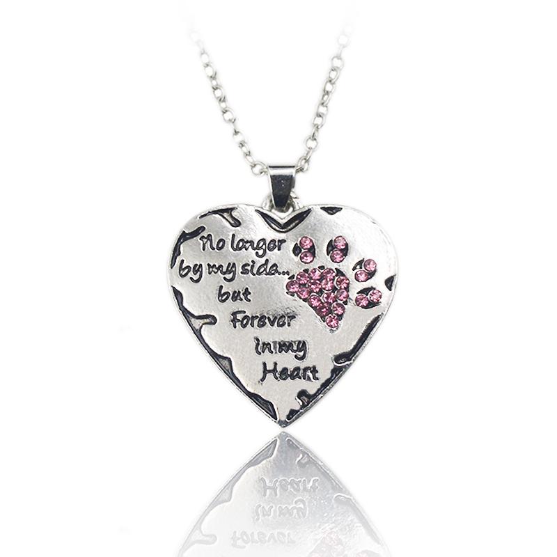 Lover "no longer be my side but forever in my heart" Pink White black Crystal Cats Dogs Paws Claw Print & Heart Necklace
Lover "no longer be my side but forever in my heart" Pink White black Crystal Cats Dogs Paws Claw Print & Heart Necklace