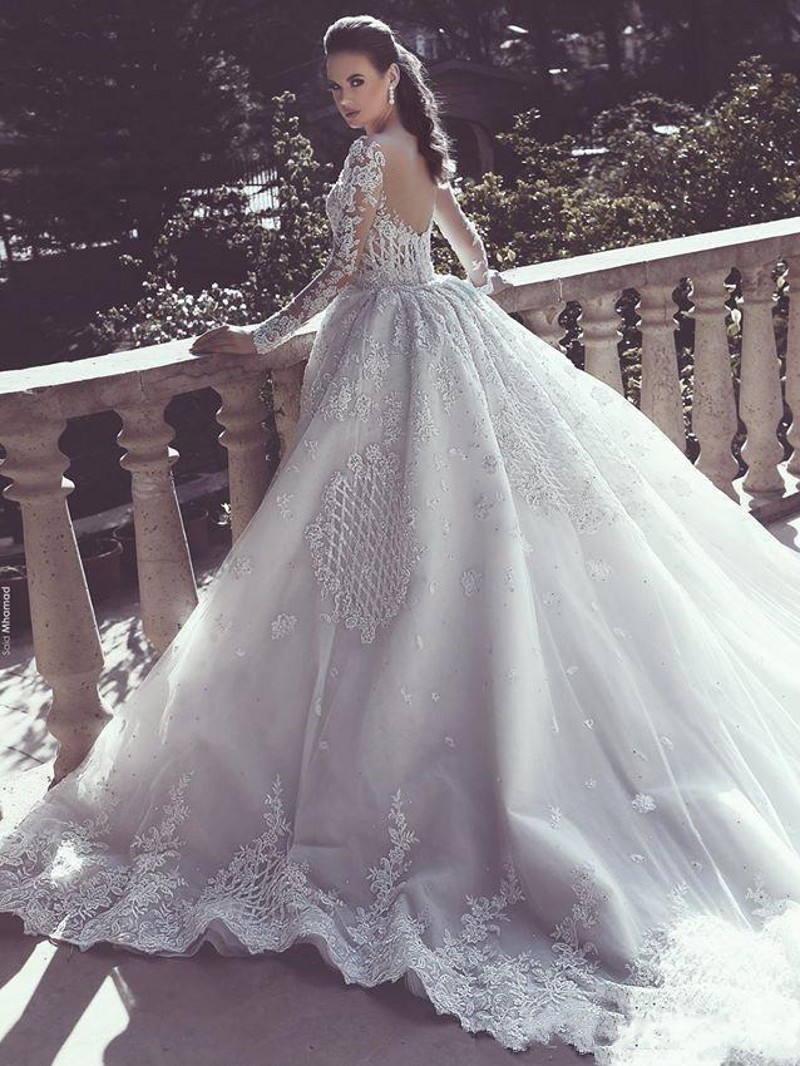 2022 Bridal Gowns New Mermaid Lace Wedding Dress With Detachable Train Sheer Neck Long Sleeves Beaded Overskirt Dubai Arabic Robe De Mariage Vestidos 