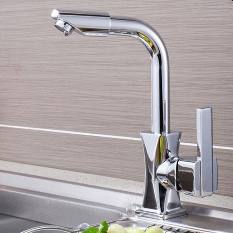 

Basin Faucet Durable Bathroom Modern Fast Deck Mounted Kitchen Brass 360 Degrees Rotatable Cold-Hot Water Single Hole Mixer Tap