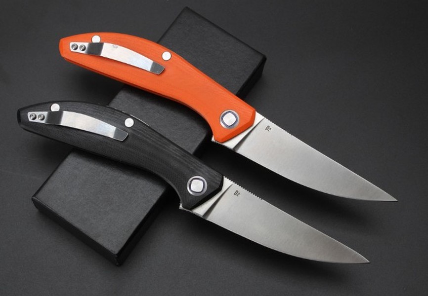Shigov Sieg satin D2 blade G10 handle 58-60HRC pocket folding knife Hunting camping survival tool knives Xmas gift a1640