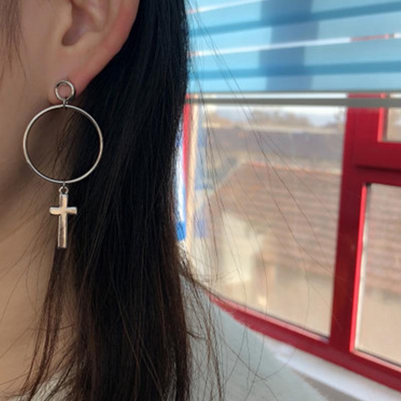 Cross-border Jewelry Simple Hot Earrings Cross Tassel Alloy Earrings Women Dangle