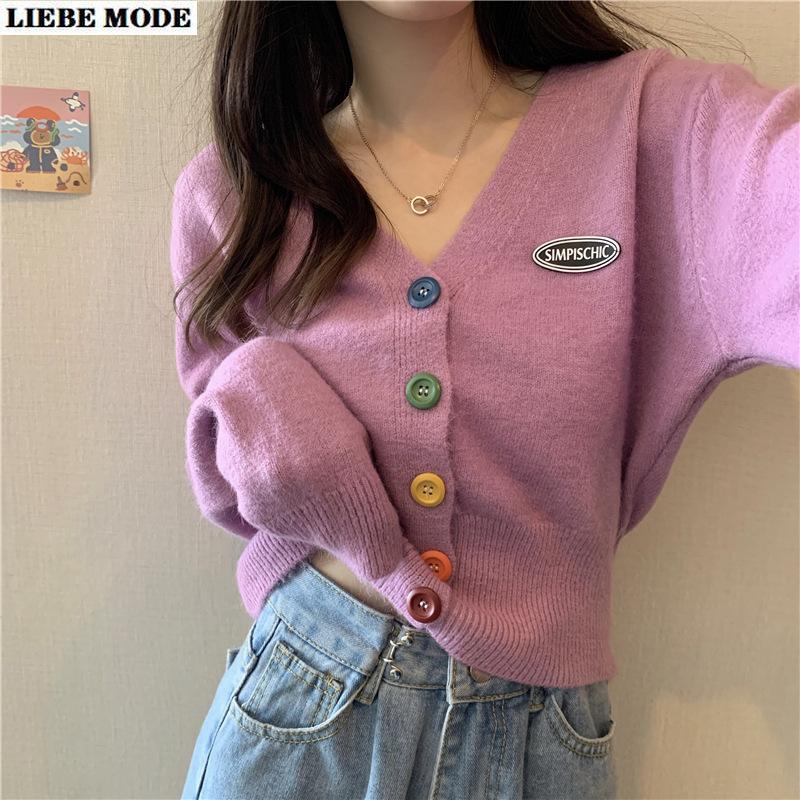 Fall Short Cardigans Women 2021 Spring Fashion Knit Tops Multi Color Button Up Cropped Cardigan Knitted V Neck Sweater, Black
Fall Short Cardigans Women 2021 Spring Fashion Knit Tops Multi Color Button Up Cropped Cardigan Knitted V Neck Sweater, Black