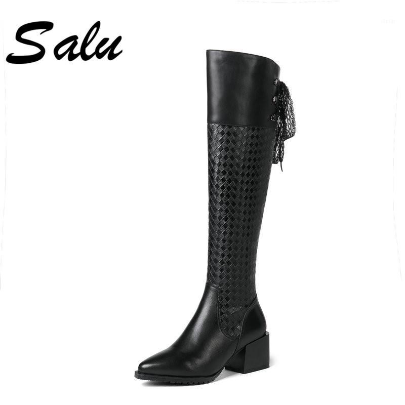 Salu High Quality Shoes Brand Winter square Heel Genuine Leather Long Boots High Knee Wool Fur Warm Women Shoes1, Black
Salu High Quality Shoes Brand Winter square Heel Genuine Leather Long Boots High Knee Wool Fur Warm Women Shoes1, Black