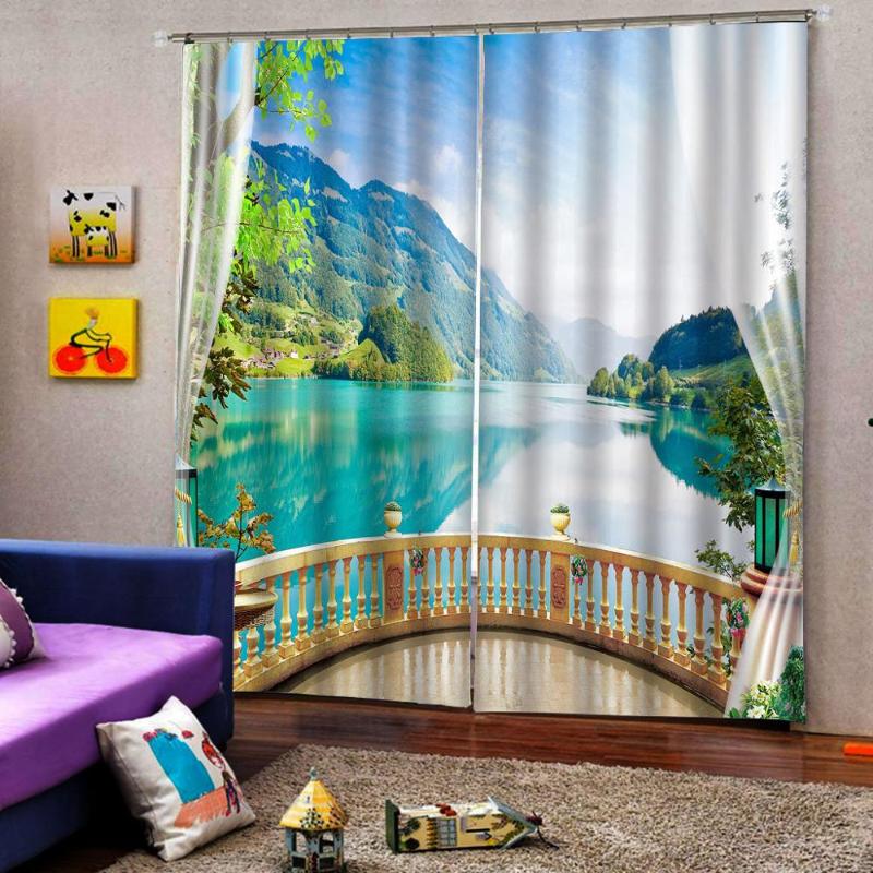 

Fashion Custom any size 3D Blackout Window Idyllic forest scenery Curtains For Living Room bedroom balcony Landscape Curtains, As pic
