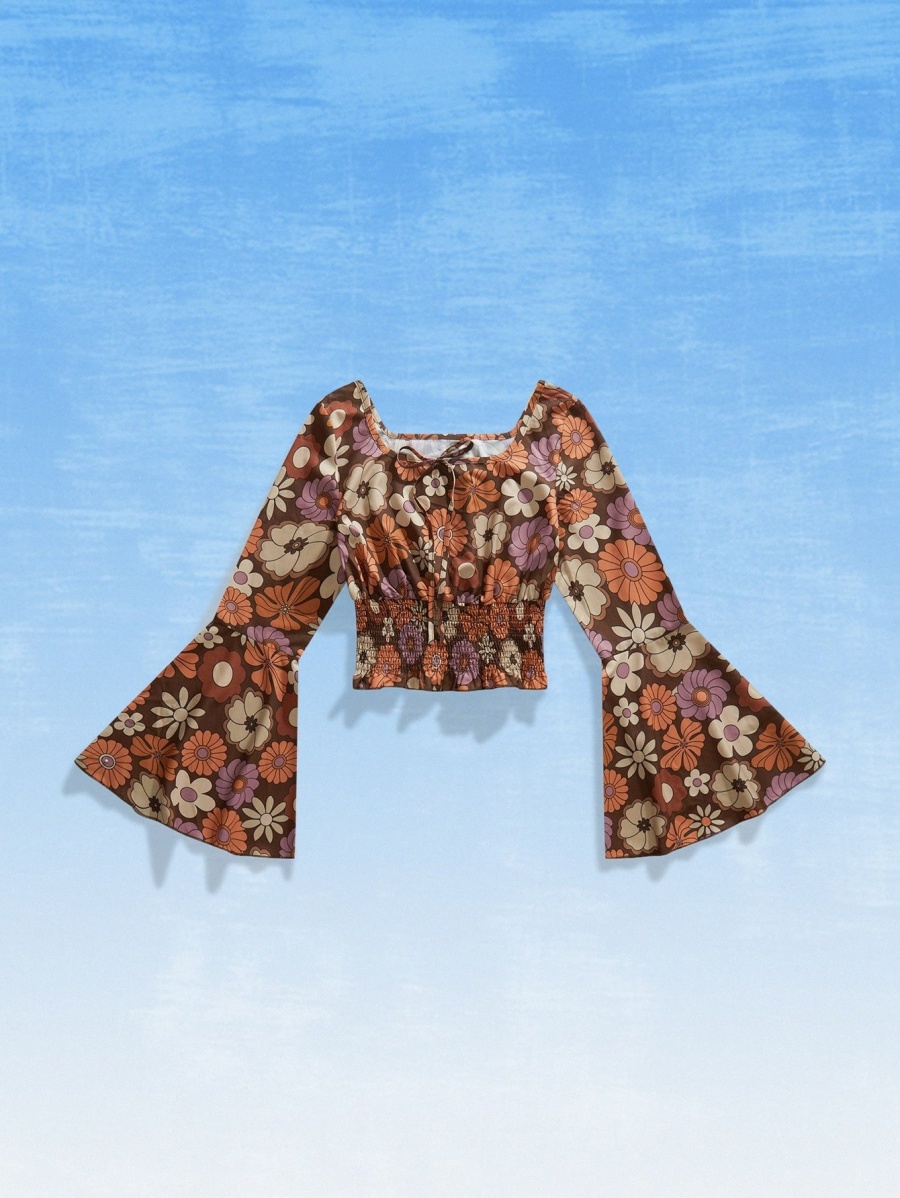 ROMWE X Goldendazeillustration Floral Print Shirred Flounce Sleeve Blouse 92my#, Multicolor
ROMWE X Goldendazeillustration Floral Print Shirred Flounce Sleeve Blouse 92my#, Multicolor