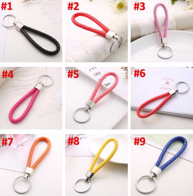 Fashion PU Leather Braided Woven Rope Key Rings Fit DIY bag Pendant Key Chains Car Keyrings Men Women Keychains Nice Promotion Gift Wholesale