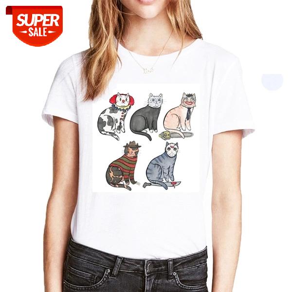 Horror Movie Scary Halloween Funny Cat Pennywise Michael Myers Jason Voorhees women Shirt #236I, White 
Horror Movie Scary Halloween Funny Cat Pennywise Michael Myers Jason Voorhees women Shirt #236I, White