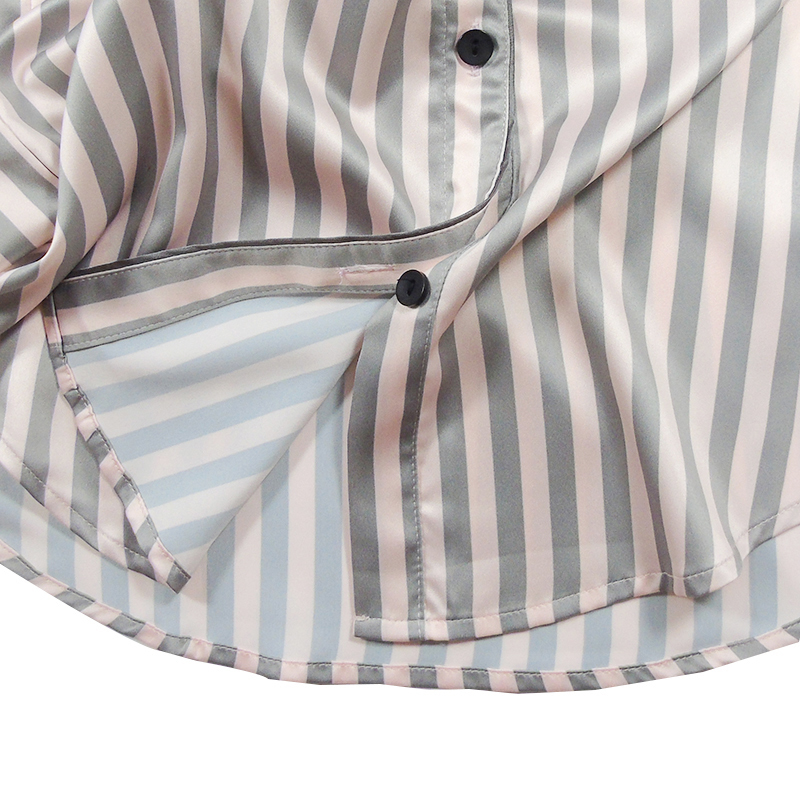 Satin Pijamas Long Sleeves Striped Silk Pajamas for Women Pjs Sleepwear Set Fashion Loungewear Homewear Home Clothes 201027