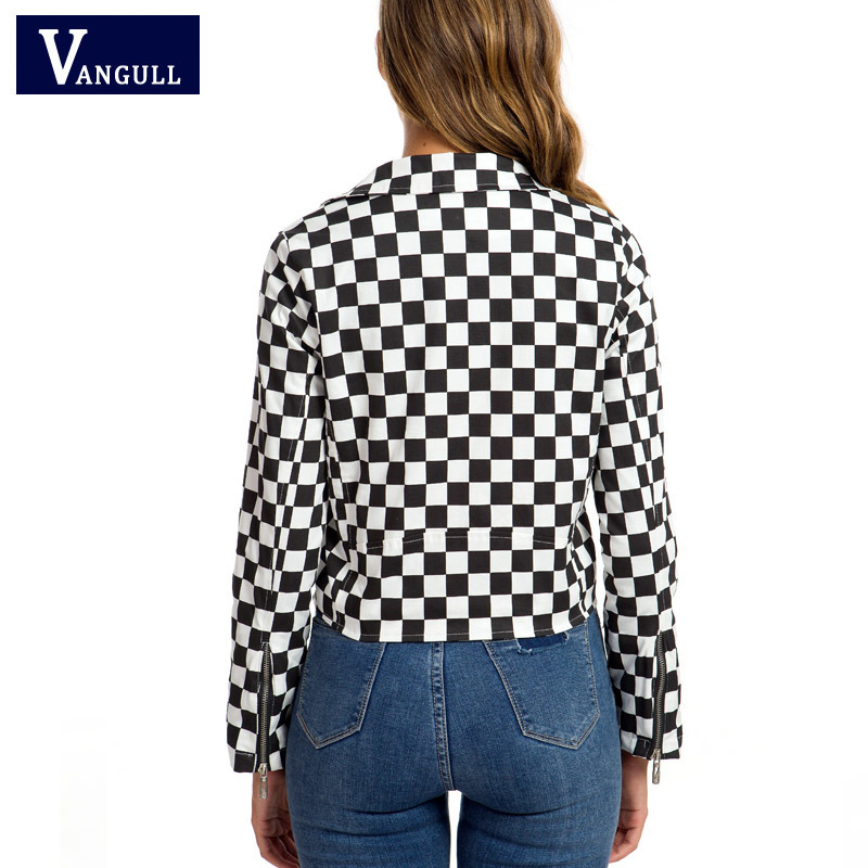 Vangull Women Checkerboard Jacket Autumn Cotton Plaid Jackets Streetwear Coats Ladies Clothes Female Checkered Top 201029